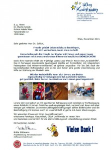 Brief der Stiftung Kindertraum