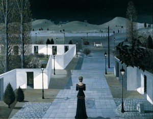 Paul Delvaux, Landschaft mit Laternen, 1958, Albertina, Wien - Sammlung Batliner