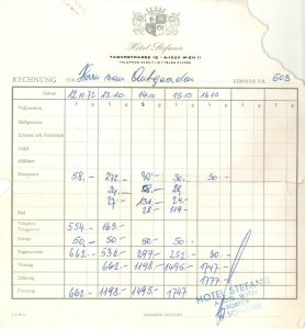 Restaurant-Rechnung aus dem Jahre 1972