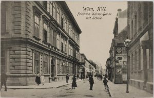 Friedrich-Kaiser-Gasse mit Schule, Sperlings Postkartenverlag, um 1910 © Wien Museum